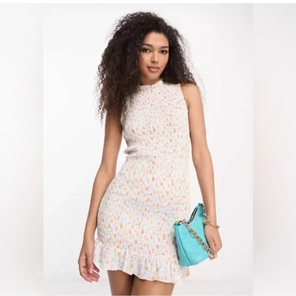 French Connection Camille Verona Crepe Smock White Dress large NWOT